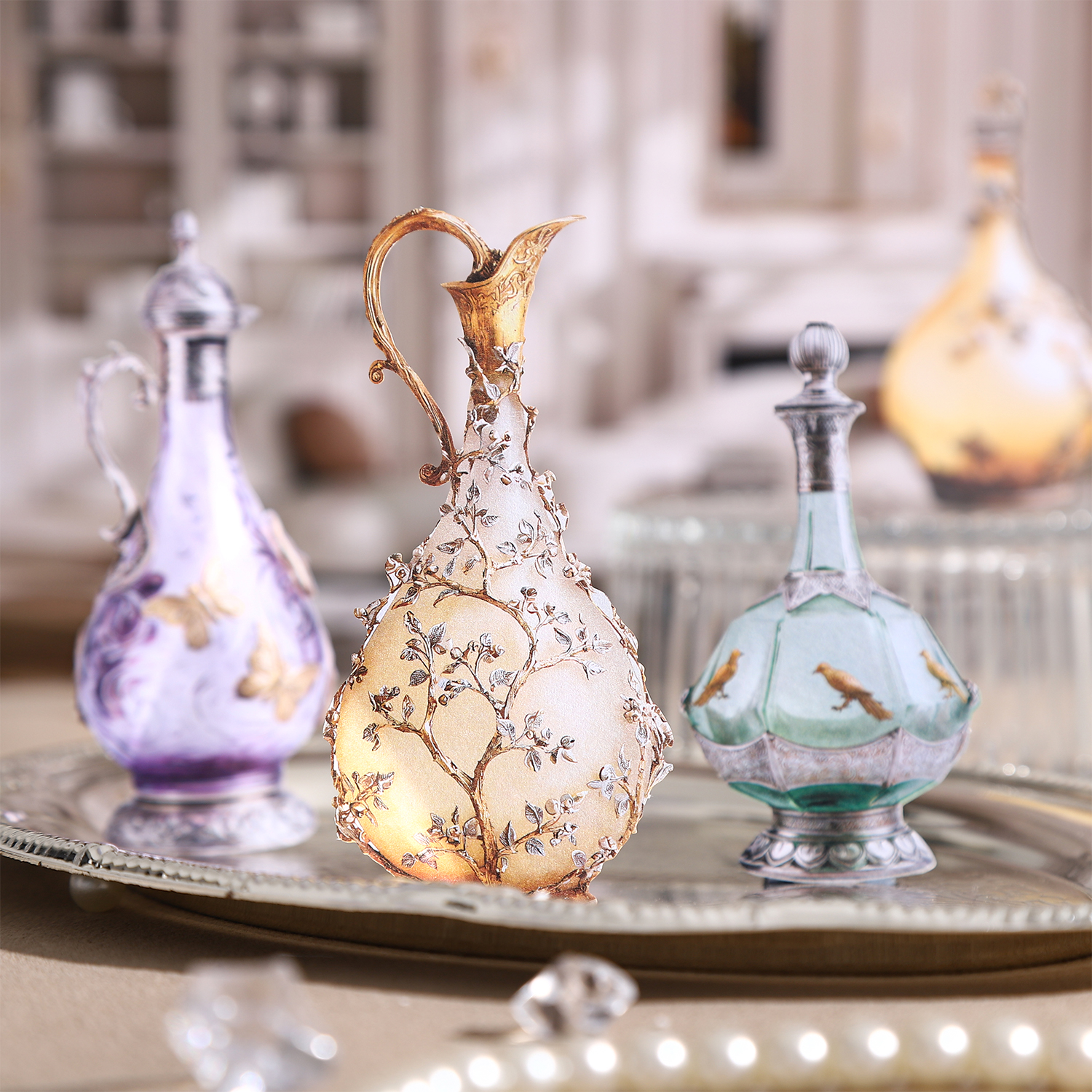 스티커 - 로코코 컬렉션 시리즈 빈티지 나비 꽃병