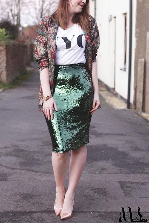 MidiSono - Sequin Pencil Skirt