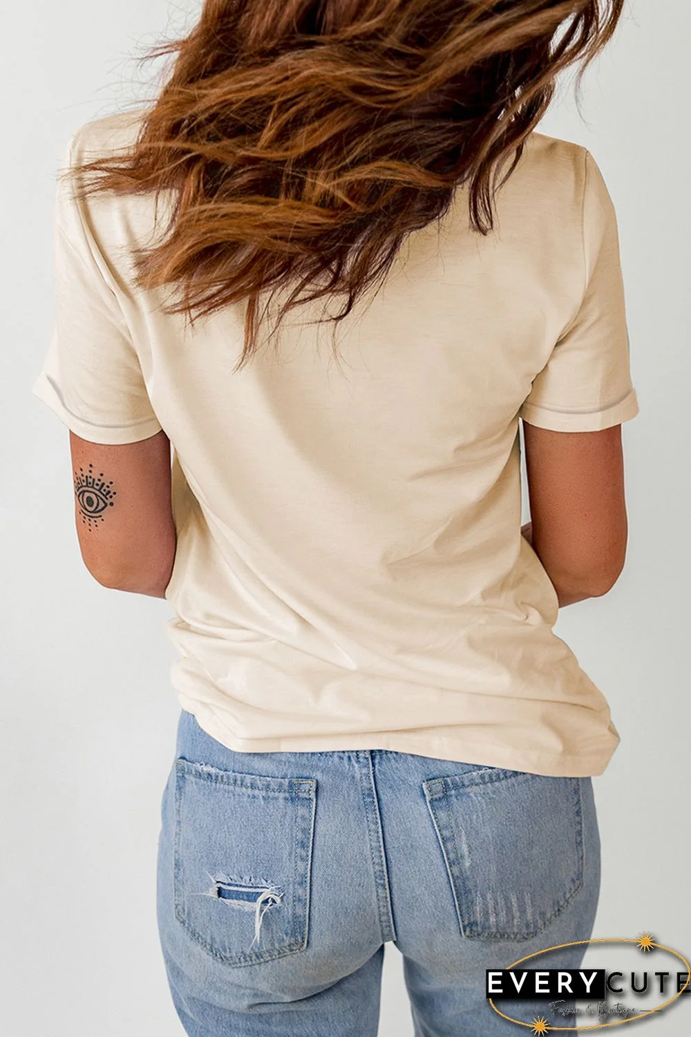 Khaki I Like It I Manifest It Letter Graphic T Shirt