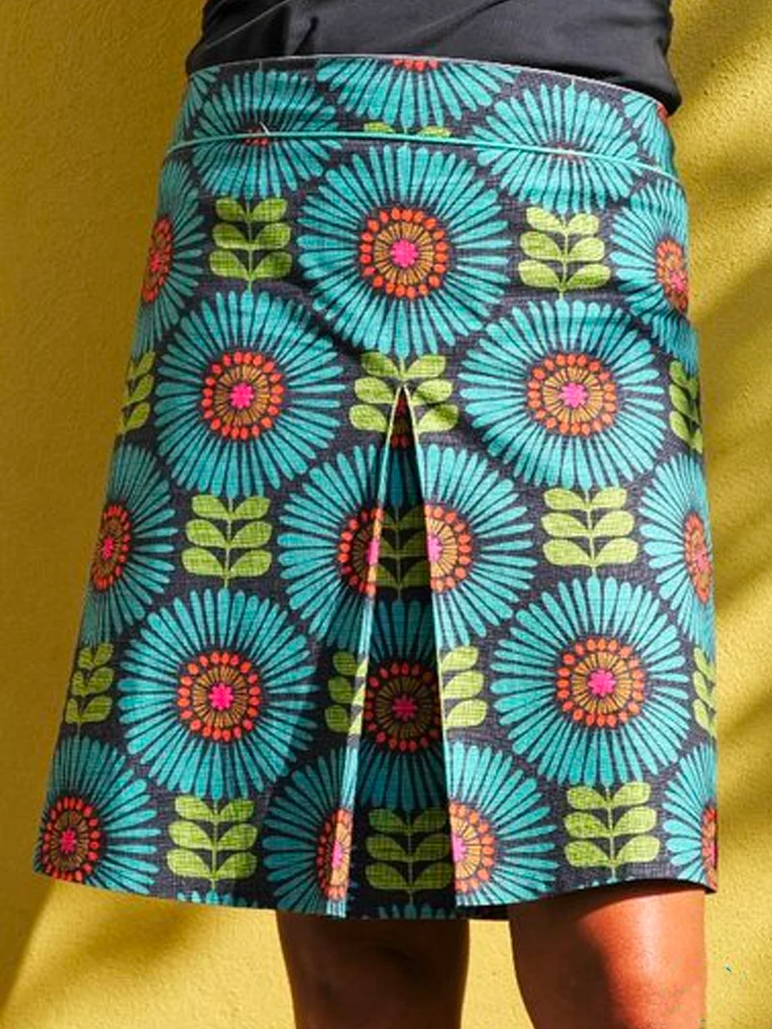 Blue Floral Casual Skirt