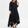 Women's Plus Size Casual Dress Pure Color Crew Neck 3/4 Length Sleeve Winter Fall Casual Maxi long Dress Daily Vacation Dress / Black Dress