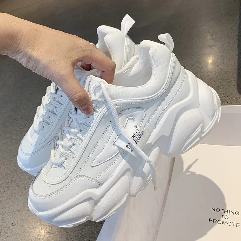 Woherb 2022 Autumn Spring Summer Women's Breathable Mesh Sneakers with Increased Laces Feetsmall Casual Shoesthick Bottom Breathable PU