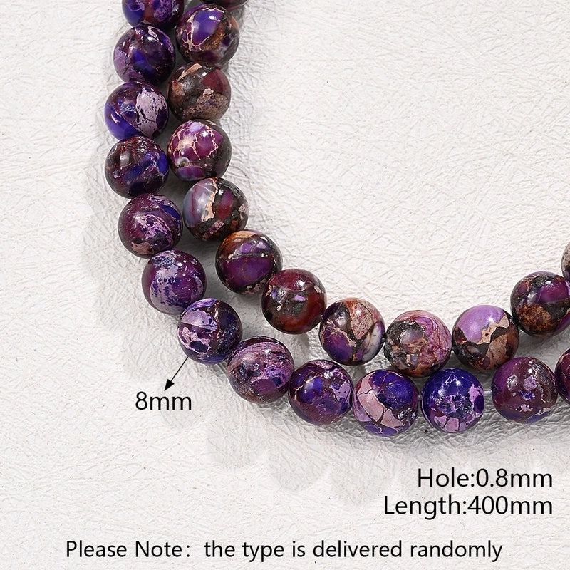 1 Strand/Package 8mm Hole Under 1mm Natural Stone Imperial Jasper Marble Simple Polished Beads