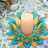 Peinture en diamant en 5D DIY d&eacute;coration de bureau en acrylique, bougeoirs fleurs, brise-lumi&egrave;re, d&eacute;coration de bureau artisanale pour adultes d&eacute;butants (lotus bleu et jaune)