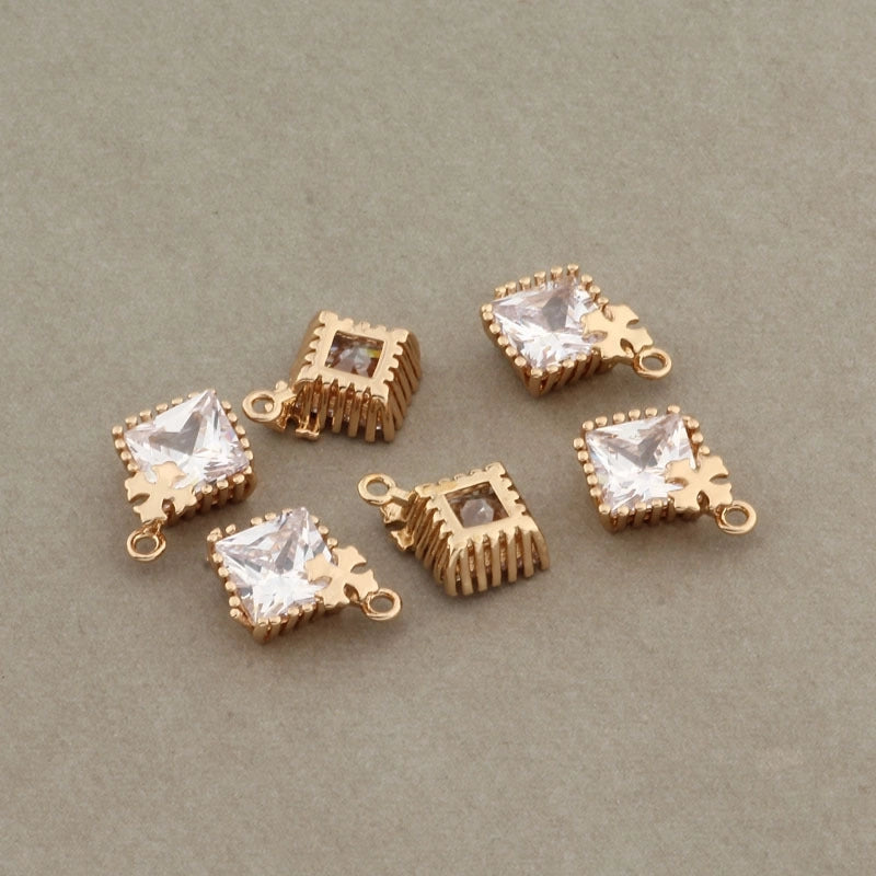 1 Piece 12.5*16mm Copper Zircon Cross Rhombus Jewelry Accessories Pendant