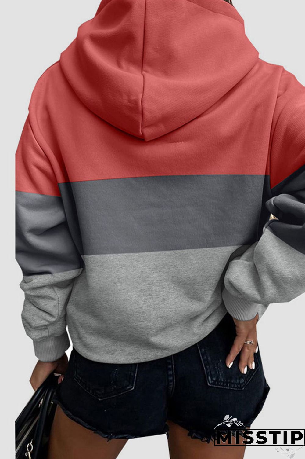 Orange Casual Print Patchwork Hooded Collar Tops