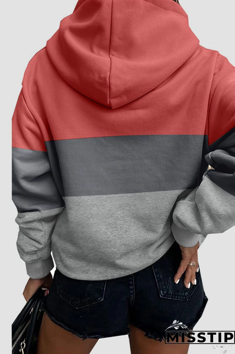 Orange Casual Print Patchwork Hooded Collar Tops