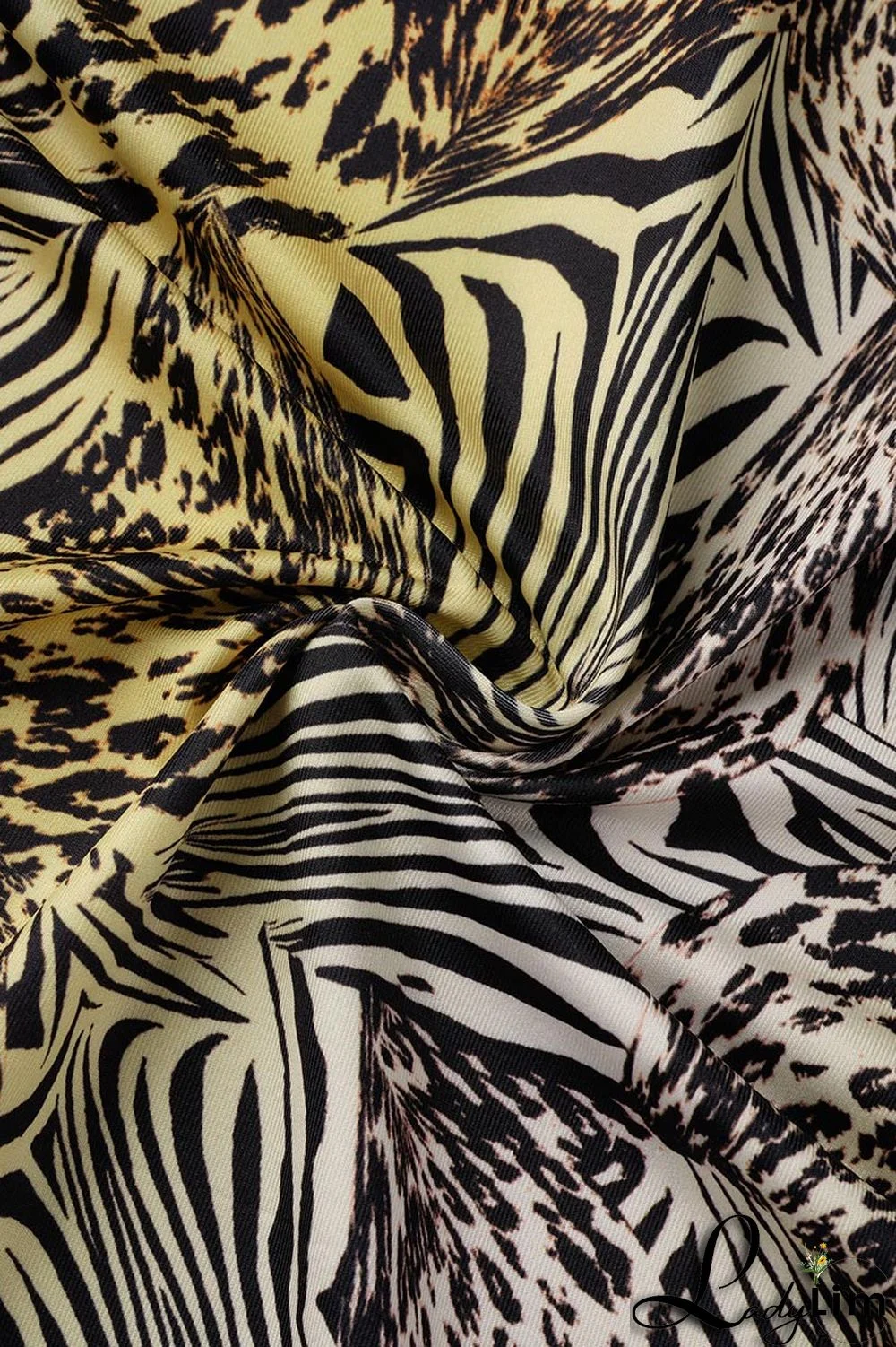 Green Casual Print Frenulum V Neck Long Sleeve Two Pieces