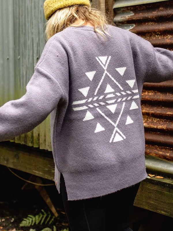 geometric print soft outdoor women's sweater