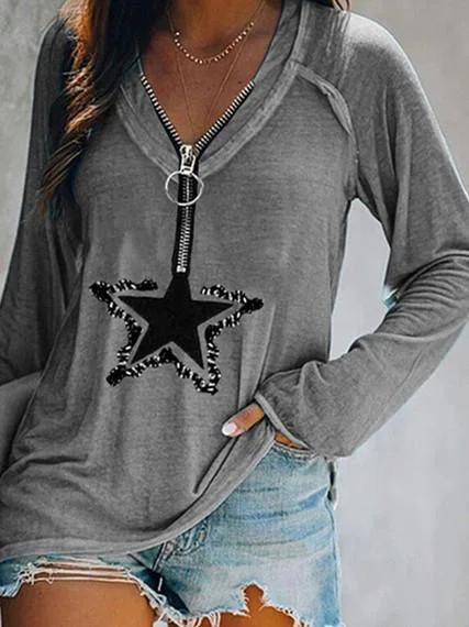 Women Half Sleeve V-neck Solid Color Dress