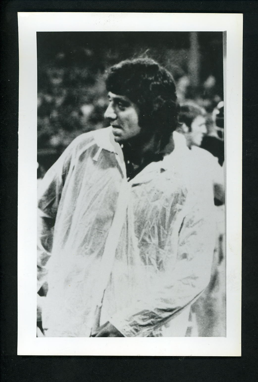 Joe Namath on sidelines in rain slicker Press Original Photo Poster painting New York Jets