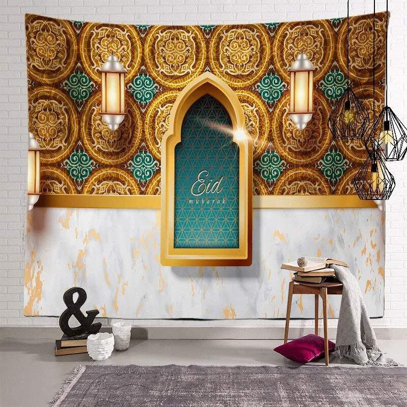 2021 Ramadan Decorations Home Tapestry Moon Star Eid Mubarak Wall Hanging Tapestries Decor Living Room Bedroom Background Decor