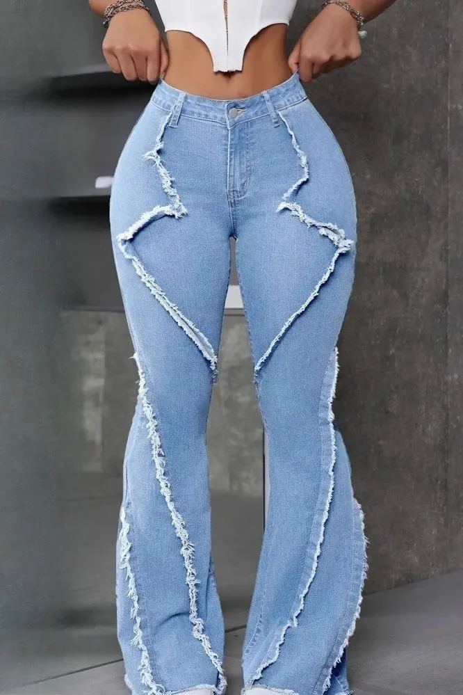 Wide Leg Cargo Multi Pocket Denim Jeans