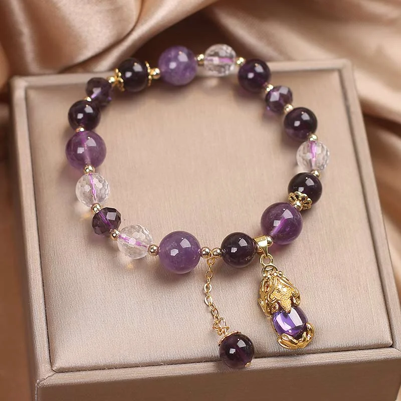 Natural Amethyst PiXiu Healing Bracelet