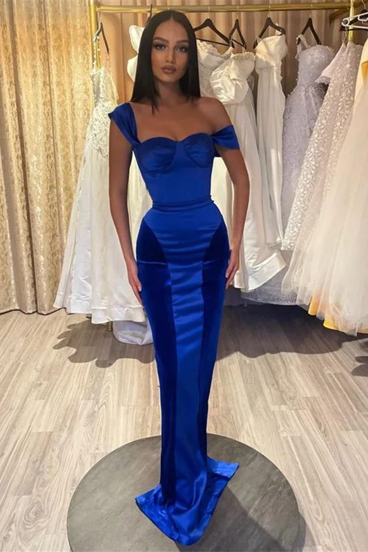 Royal blue Off-The-Shoulder Prom Dress Jewel Long Mermaid ED0639