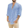 Gioiacombo&trade; Camicia casual da uomo in cotone e lino a maniche lunghe con bottoni