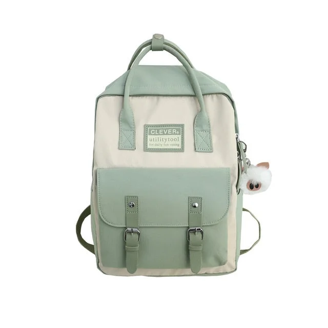 Back to school Women Nylon Backpack Candy Color Waterproof School Bags for Teenagers Girls Patchwork Backpack Female Rucksack Mochila
