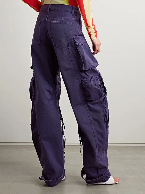 Woherb Woherb 2024 New Street Overalls Wind Multi-Pocket Jeans High Waist Versatile Show Thin Straight Pants Women-Outfit Ideas