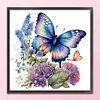 Flowers Butterfly-Full Embroidery 3 strands 11CT Stamped Cross Stitch-40*40CM
