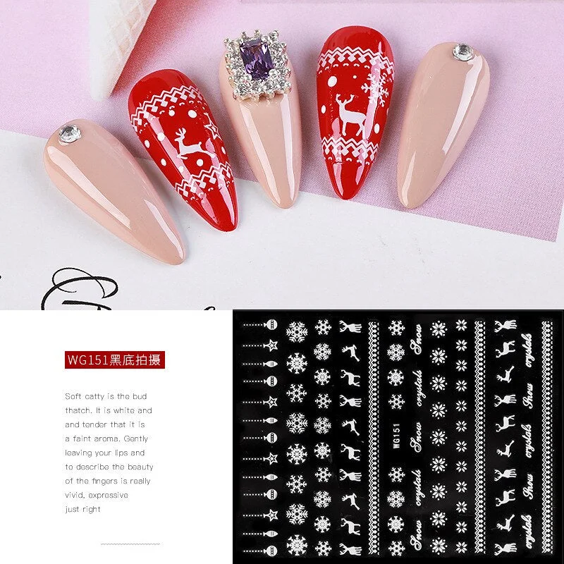 Christmas Winter Snowflake Nail Art Applique Decoration Self-adhesive Nail Stickers Manicure Design White Snowflake Sticker