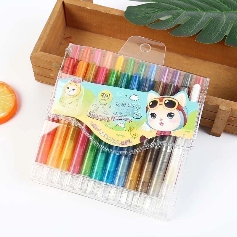 Children’s Rotating Crayons Washable Not Dirty Hand Painting Graffiti Pen