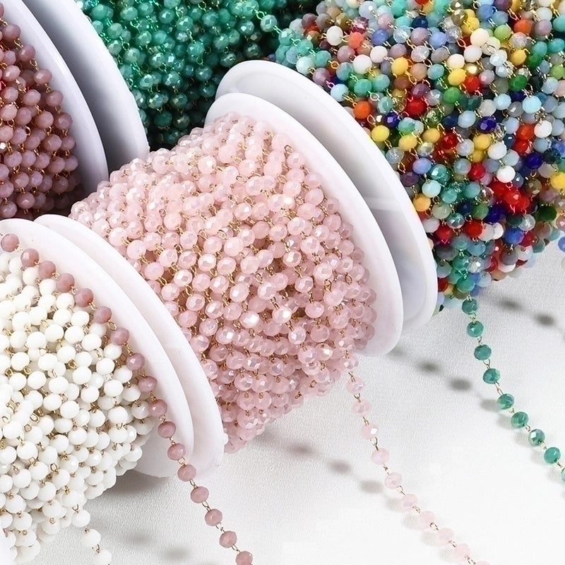 1 Set Stainless Steel Artificial Crystal Plating Polished Chain