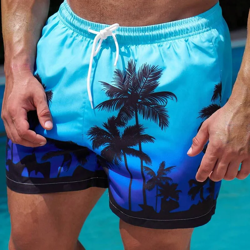 Coconut Print Hawaiian Resort Casual Shorts-inspireuse