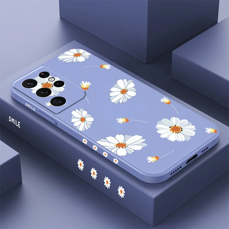 Liquid silicone edging with small flower pattern Samsung phone case