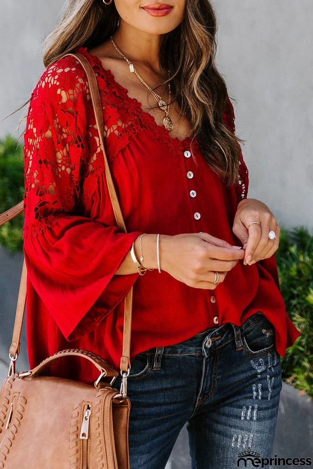Crochet Lace Button Top