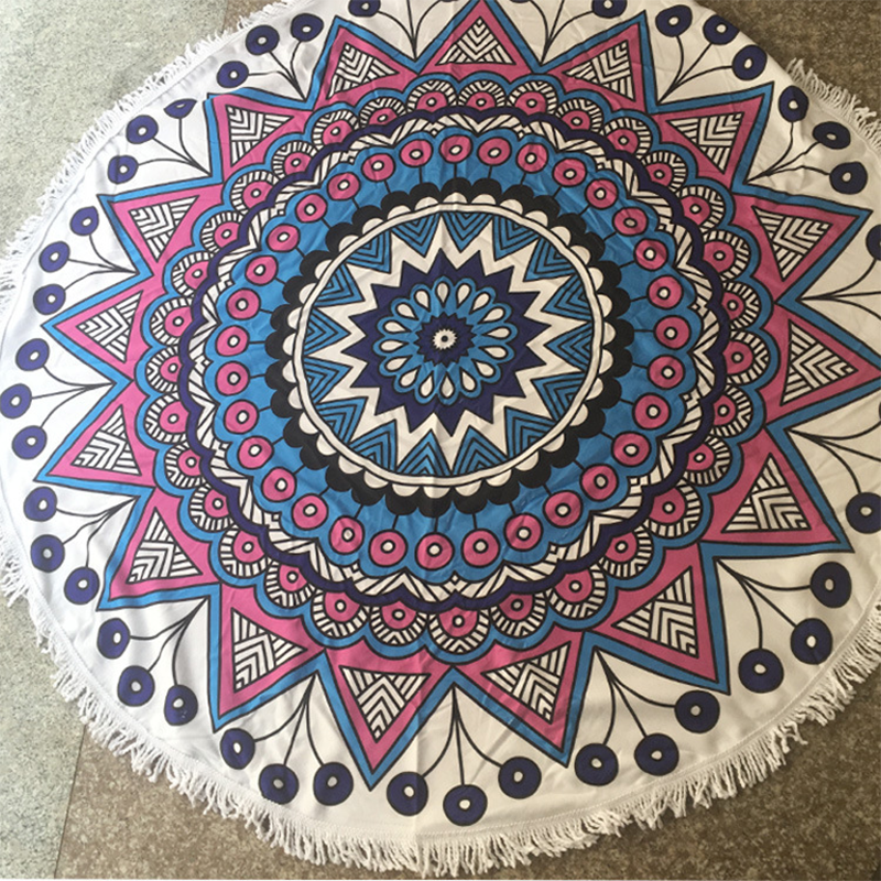 Blue Red Casual Party Print Tassel Patchwork Beach Mat