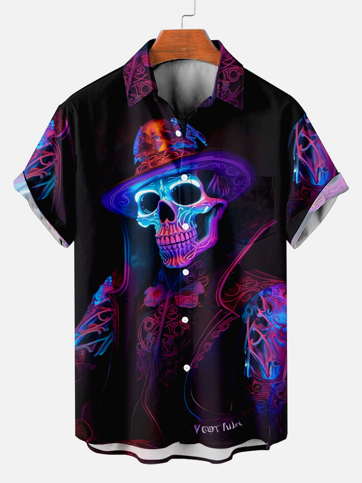 Men's Attractive Day of the Dead Skull Print Shirt PLUSCLOTHESMAN