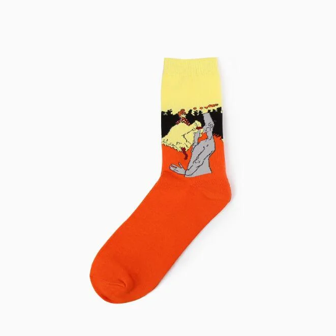 CUHAKCI Cotton Socks Funny Oil Painting Fashion Happy Socks Night Winter Male Female Colorful Print Van Gogh Art Sock one pair