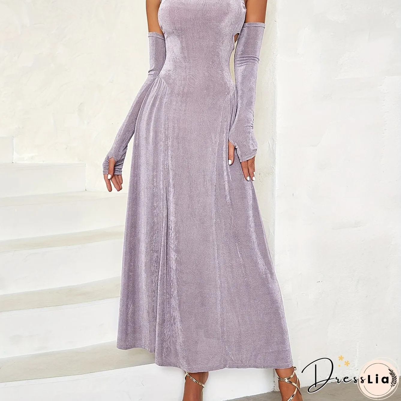 Sparkling One Shoulder Dress-Elegant A-line With Arm Sleeve-For Party Banquet-Womens