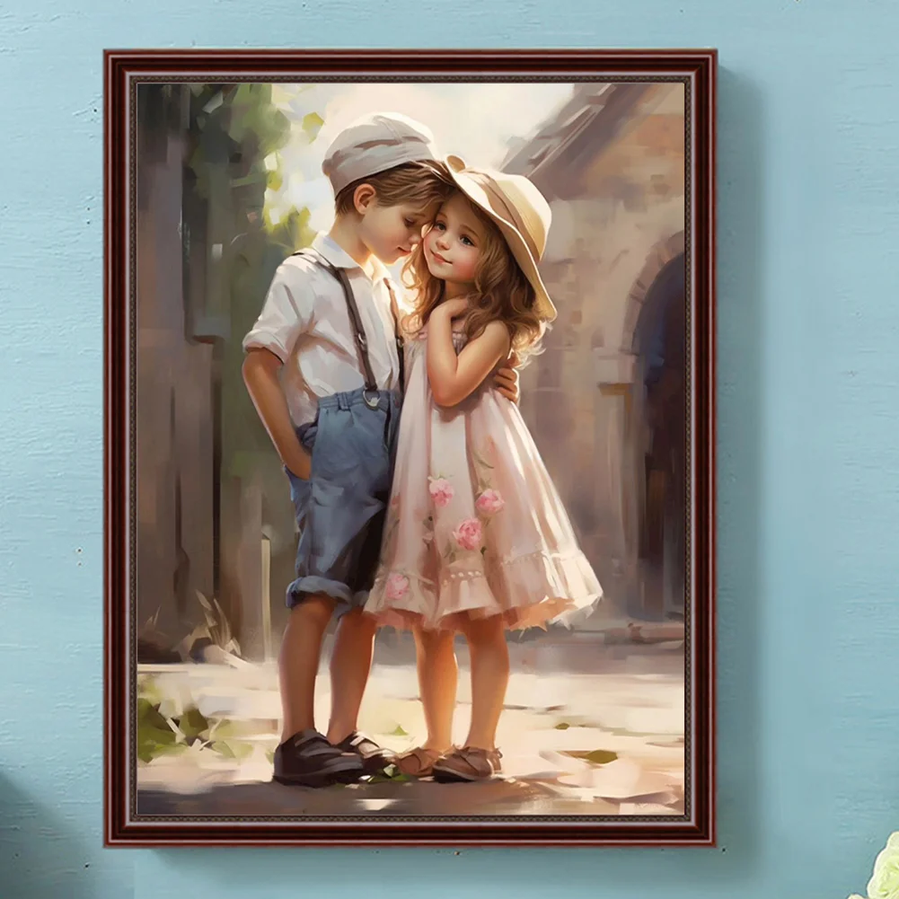 Diamond Painting - Full Round Drill - Kid Sweet Couple(Canvas|30*40cm)