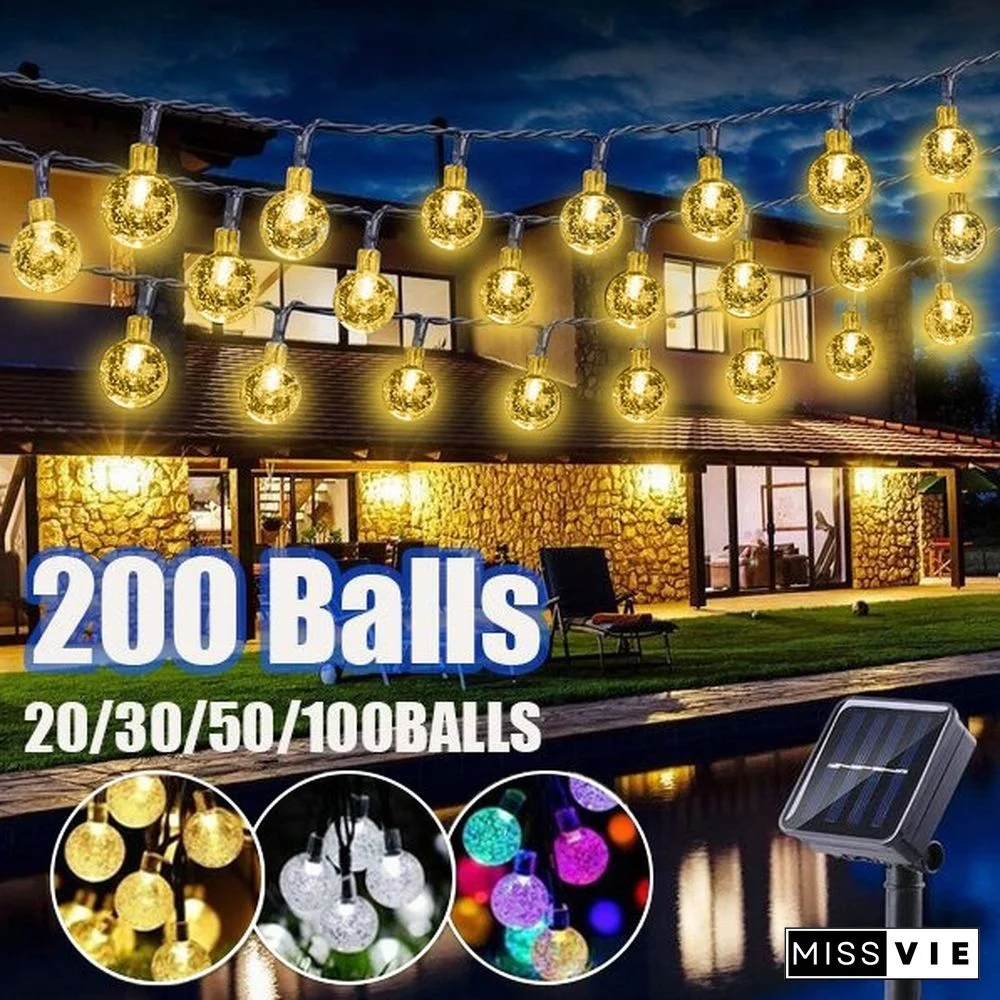 Solar/Battery String Lights,10/20/30/40/50/80/100 LED Crystal Ball Waterproof Outdoor String Lights Solar Powered Globe Fairy String Lights for Outside Garden, Yard, Home, Landscape, Halloween Christmas Party