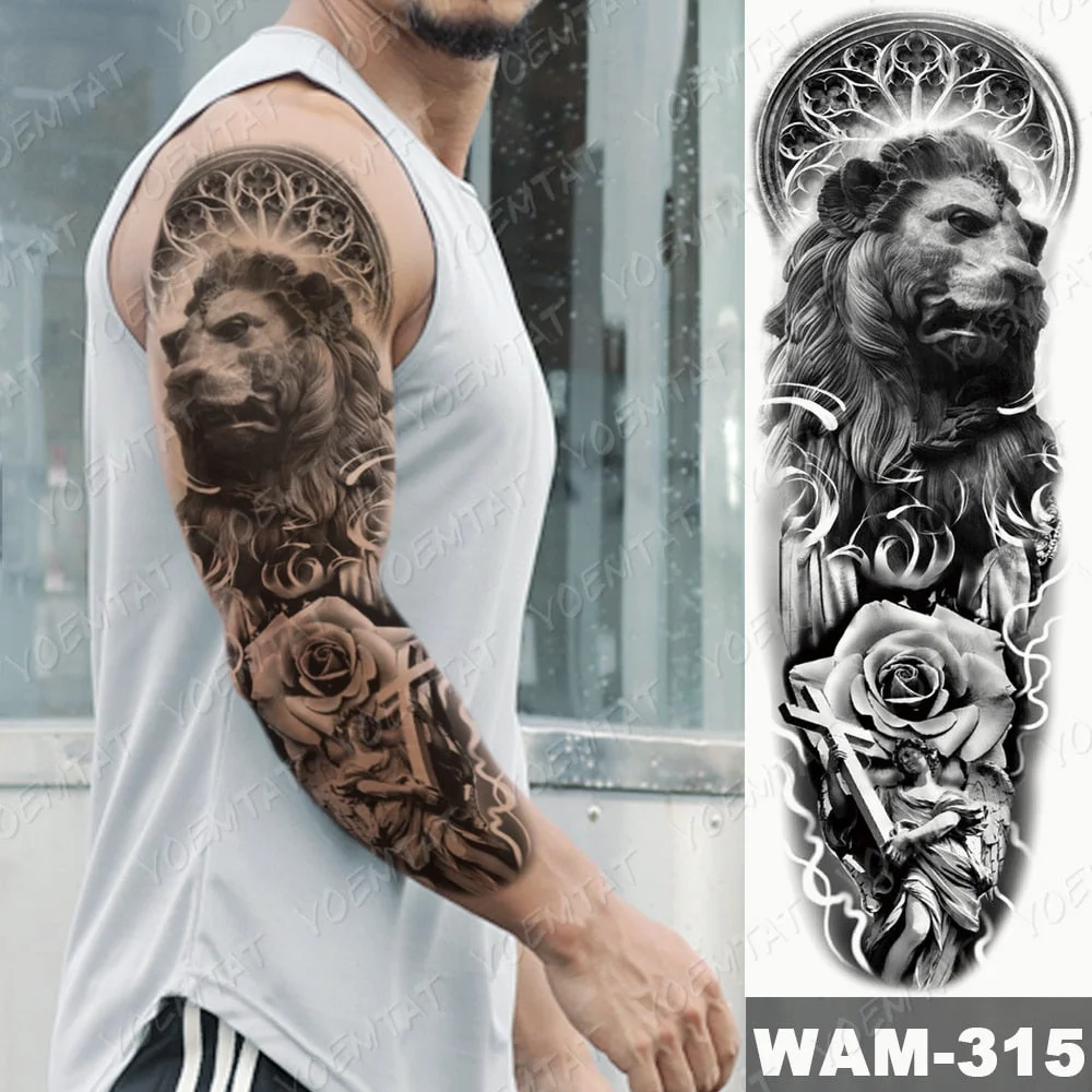 Large Arm Sleeve Tattoo Ninetales Sakura Cat Demon Waterproof Temporary Tatto Stickers Japanese Body Art Full Fake Tatoo Women