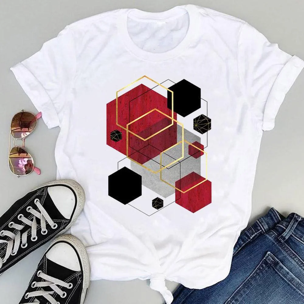 Women Tees Striped Lovely 90s Fashion Short Sleeve Tshirts Cartoon Print Summer Female Regular Clothes Tops Graphic T-Shirt