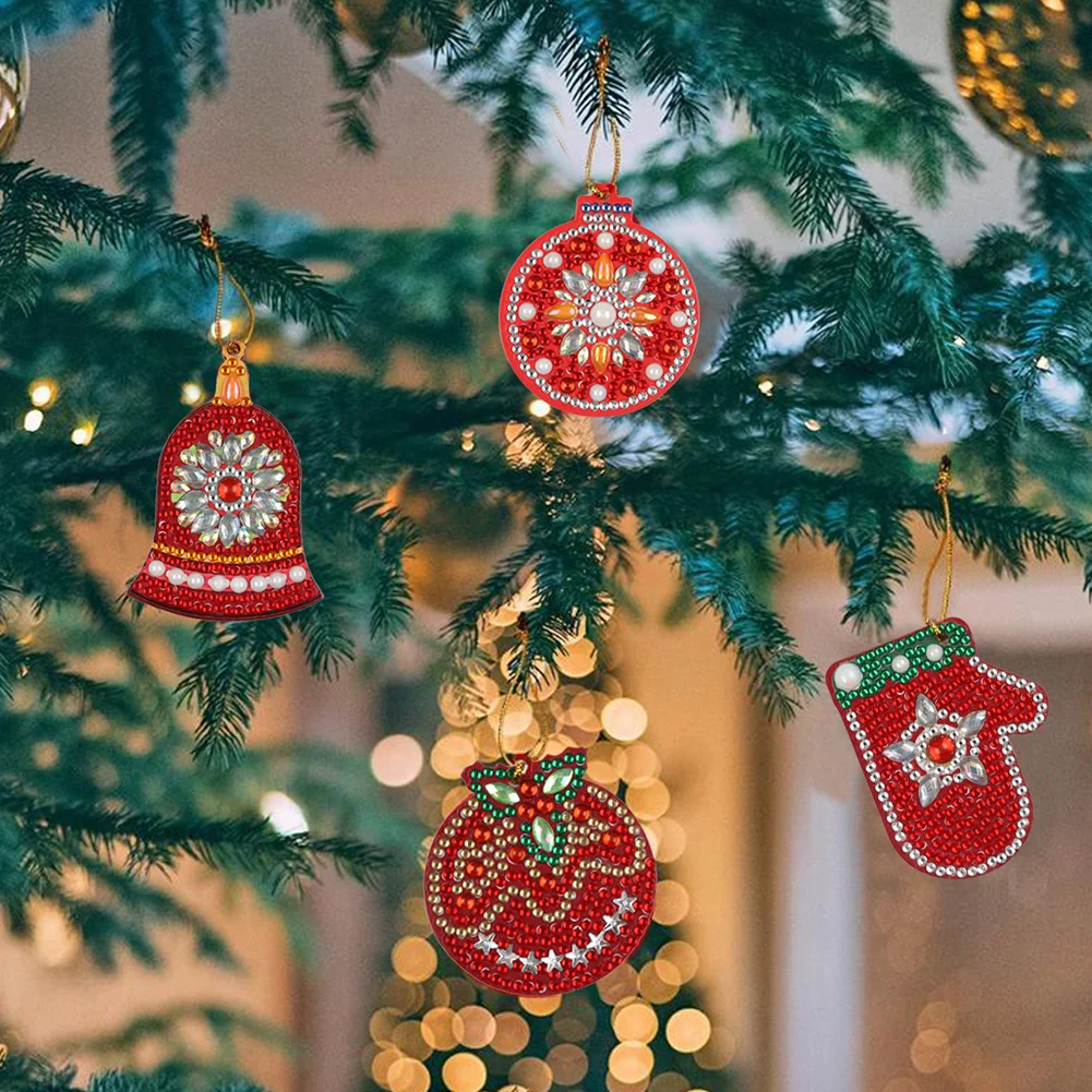 8pcs DIY Diamond Painting XmasTree Pendant (Single Sided)