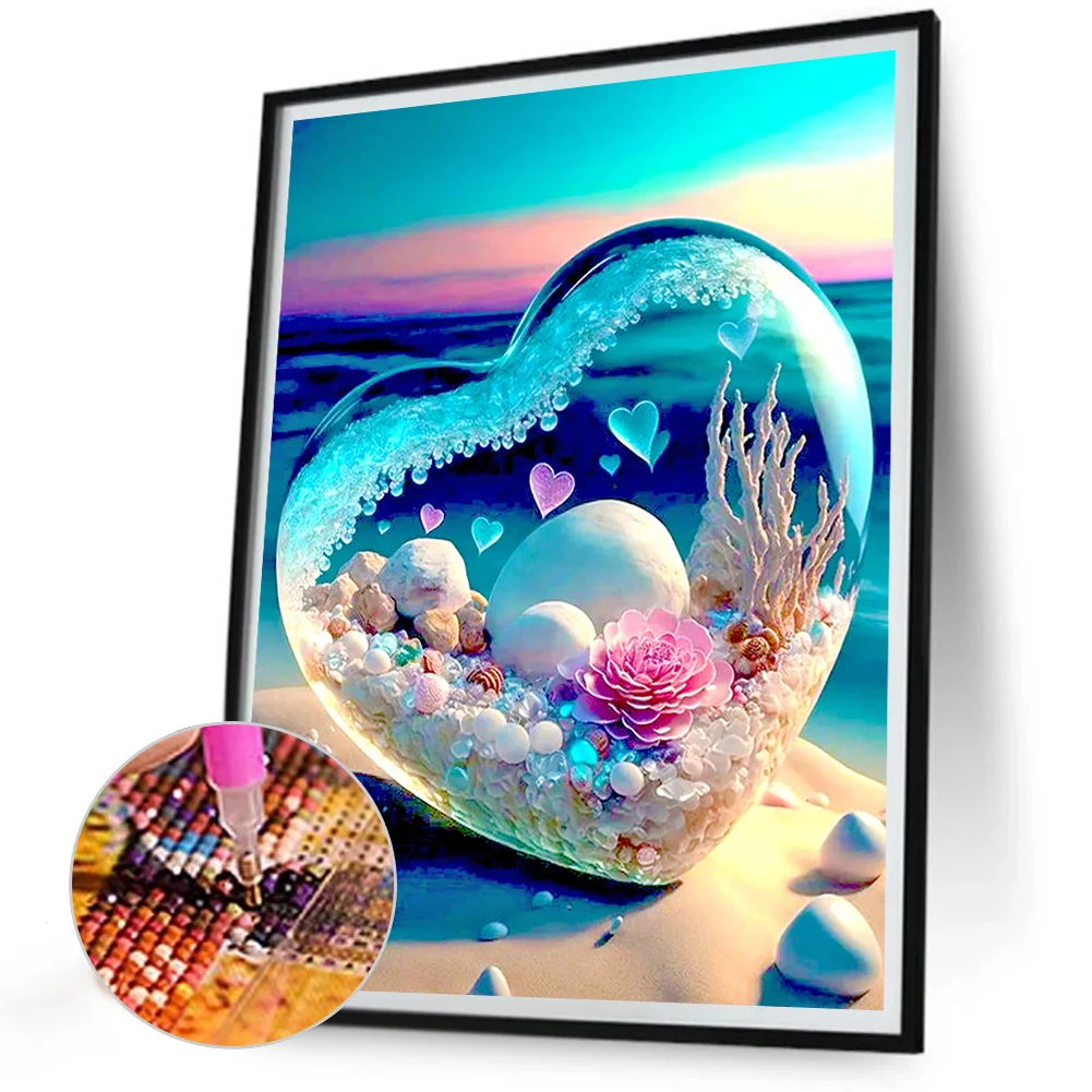 Diamond Painting - Full Round Drill - Beach Love Crystal Flower(Canvas|30*40cm)