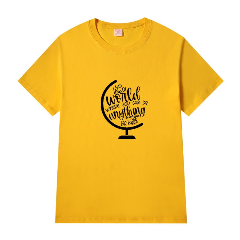 Short Sleeve Crew Neck Be Kind Letter Printed T-shirt