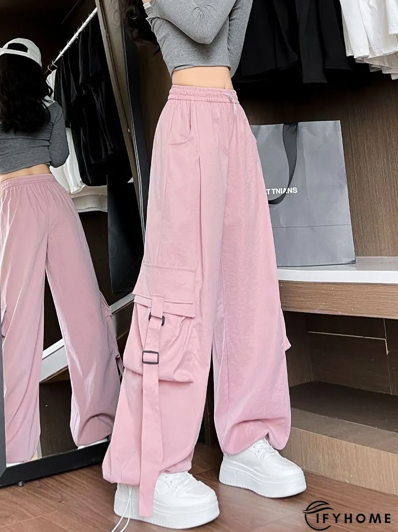 Drawstring Waist Flap Pockets Cargo Pants, Casual & Versatile High Waist Pants For Spring & Summer, Women's Clothing | IFYHOME