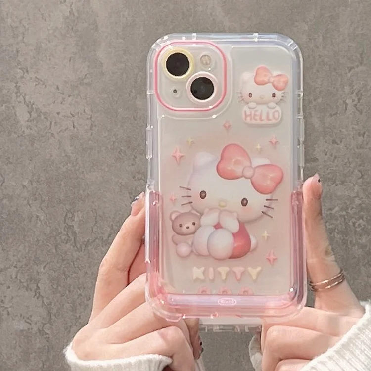 Cute Cartoon Sanrio Hello Kitty MyMelody With Luxury Bracelet Clear Phone Cases For iPhone 15 14 13 12 11 Pro Max Cover Y2k Girl