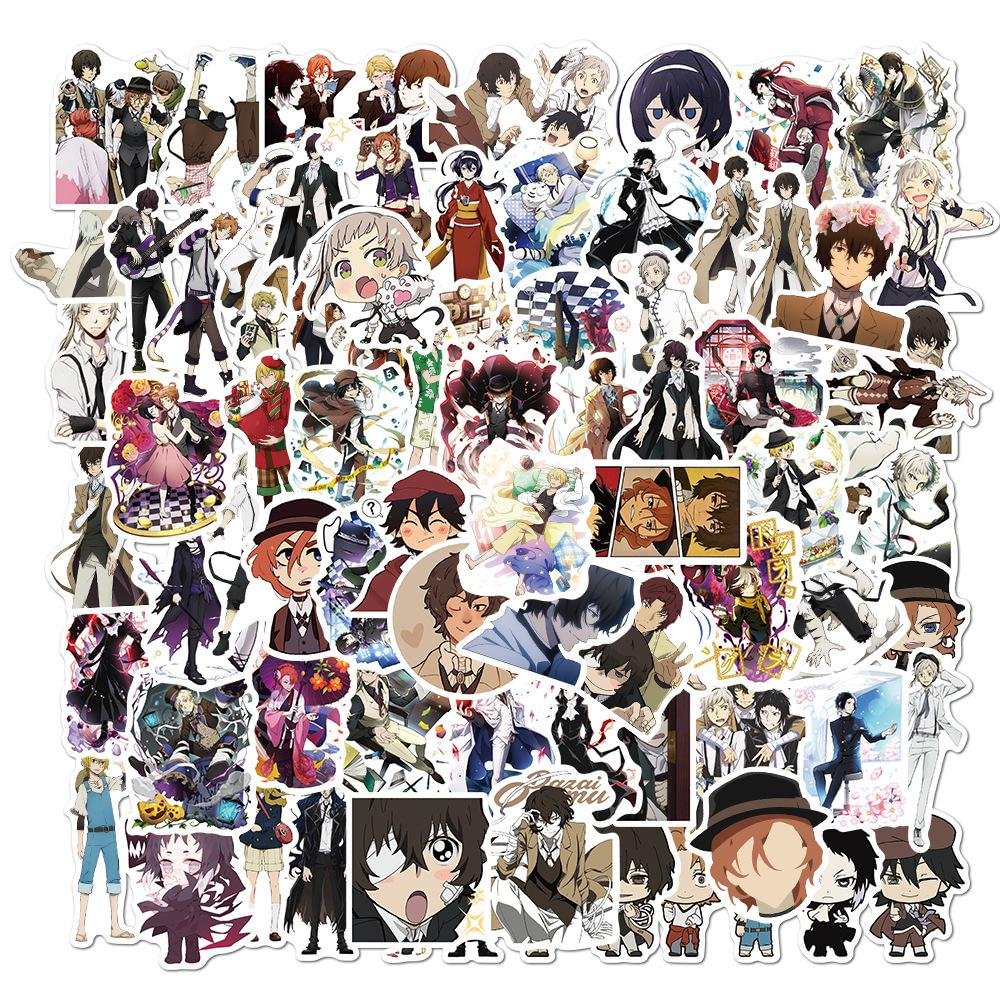 Bungo Stray Dogs Stickers for Water Bottles Laptops Travel Case Skateboard Phone Motorcycles Desk Decorations 100 Pcs