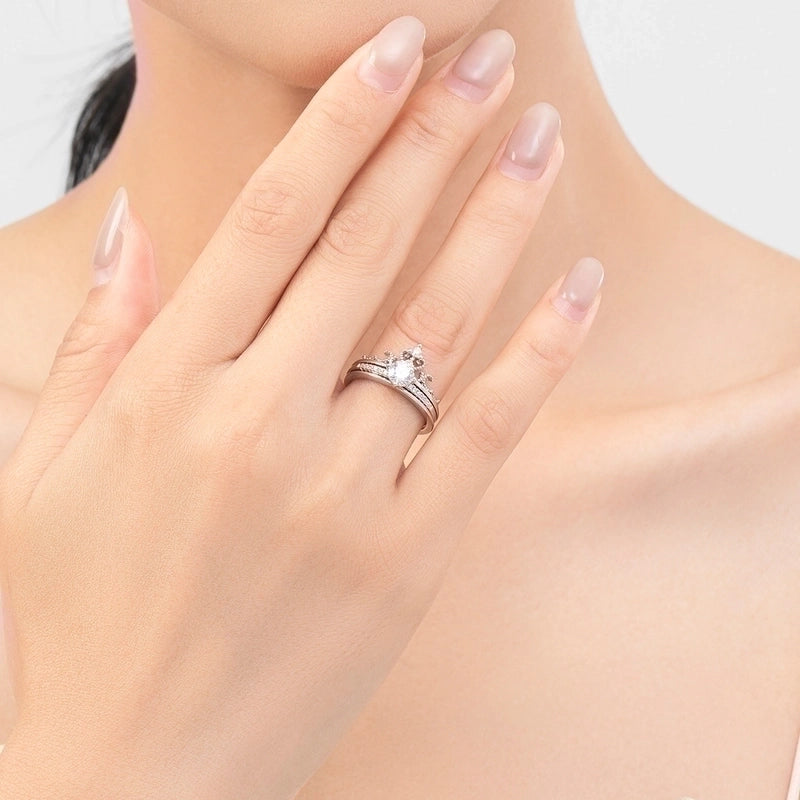 925 Sterling Silver Zircon Crown Open Rings