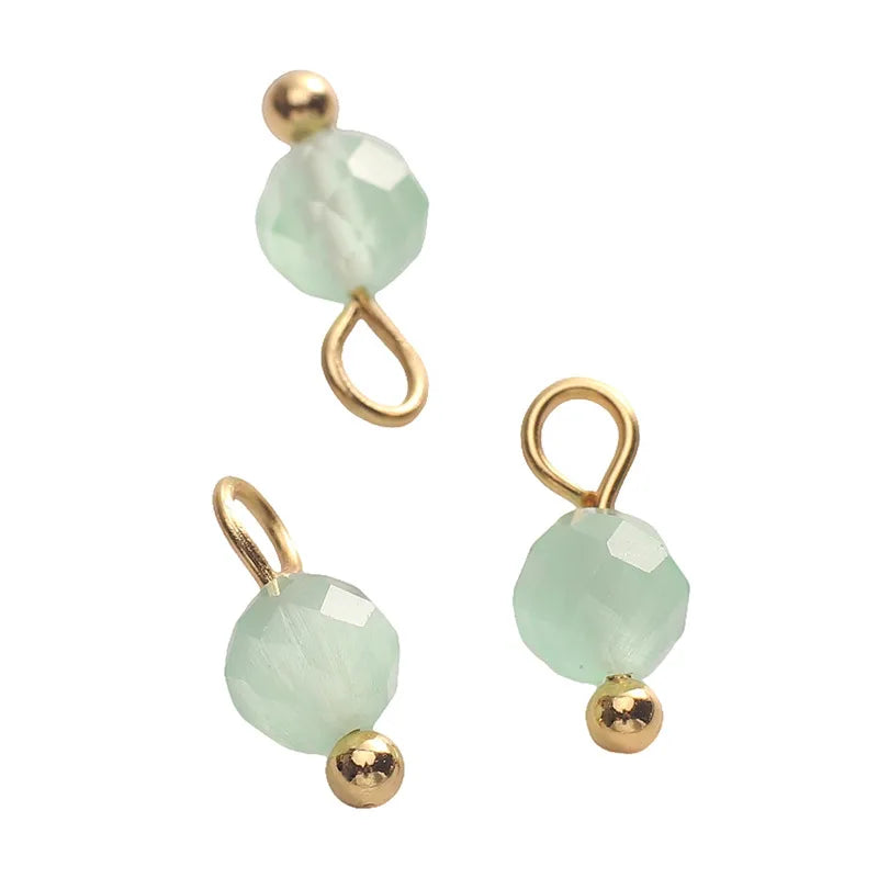 5 PCS/Package Diameter 3mm Diameter 4mm Hole 1~1.9mm Alloy Natural Stone Geometric Pendant Jewelry Accessories