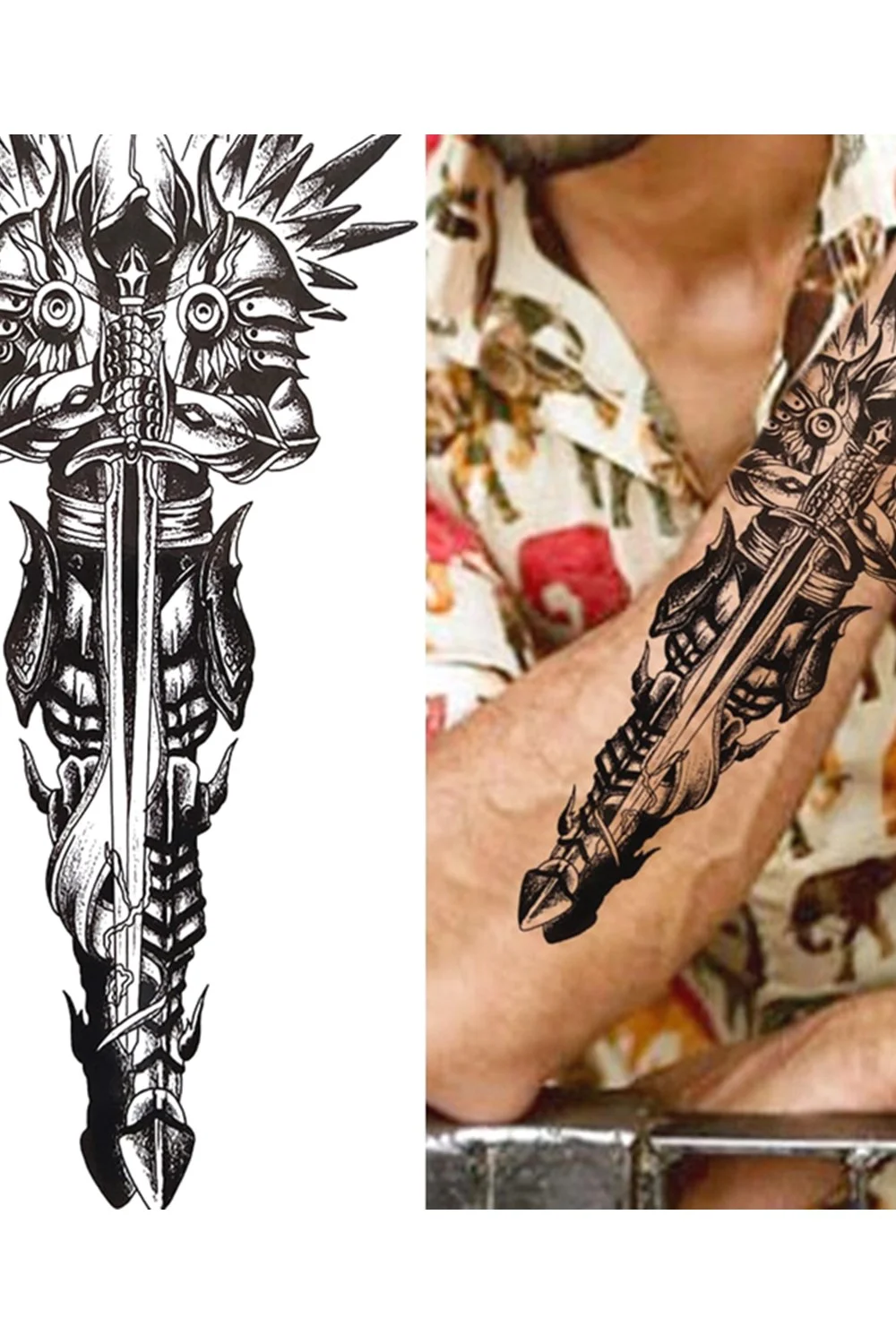  Forest Tattoo Sticker For Men Women Children Tiger Wolf Death Skull Temporary Tattoo Fake Henna Skeleton King Animal Tatoo 921-1