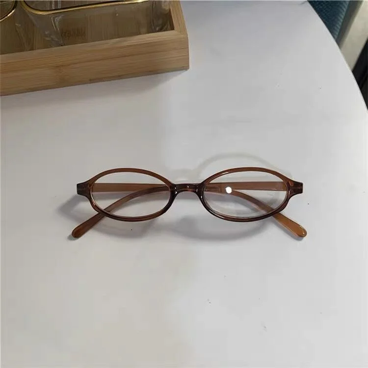 Y2K Small Oval Frame Glasses Women Retro Eyewear Decorative Plastic Computer Reading Eyeglasses Blue Light Blocking Glasses