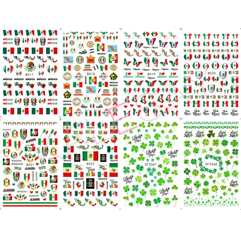 3D Flag Sport Nail Stickers for Manicure Fire Clover Decoration Decals Back Glue Designer Gymnastics Nail Art Sticker