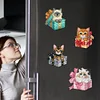 6Pcs Acryl Frühling Geschenkbox Katze - 5d DIY Handwerk Aufkleber Magnet