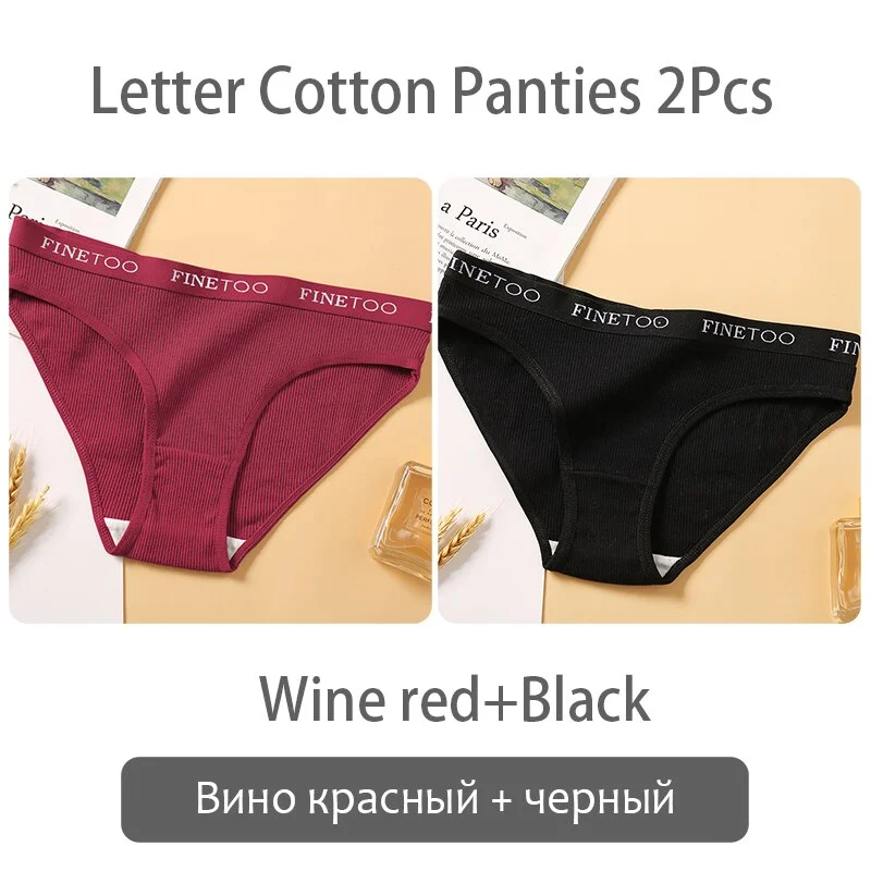 FINETOO New M-2XL Women Underpants Custom Letter Panties Breathable Cotton Underwear Ladies Briefs Casual Panty Female Lingerie